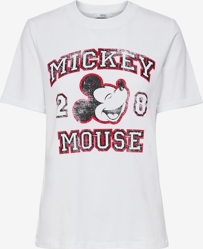 ONLY Тениска 'MICKEY' в тъмночервено / черно / бяло, Преглед на продукта