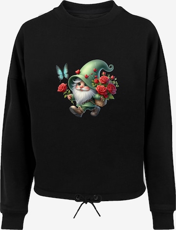Sweat-shirt 'Gnom Frühling Blumen Schmetterling' F4NT4STIC en noir : devant