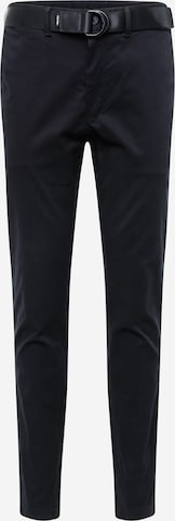 Calvin Klein - Slimfit Pantalón chino en negro: frente