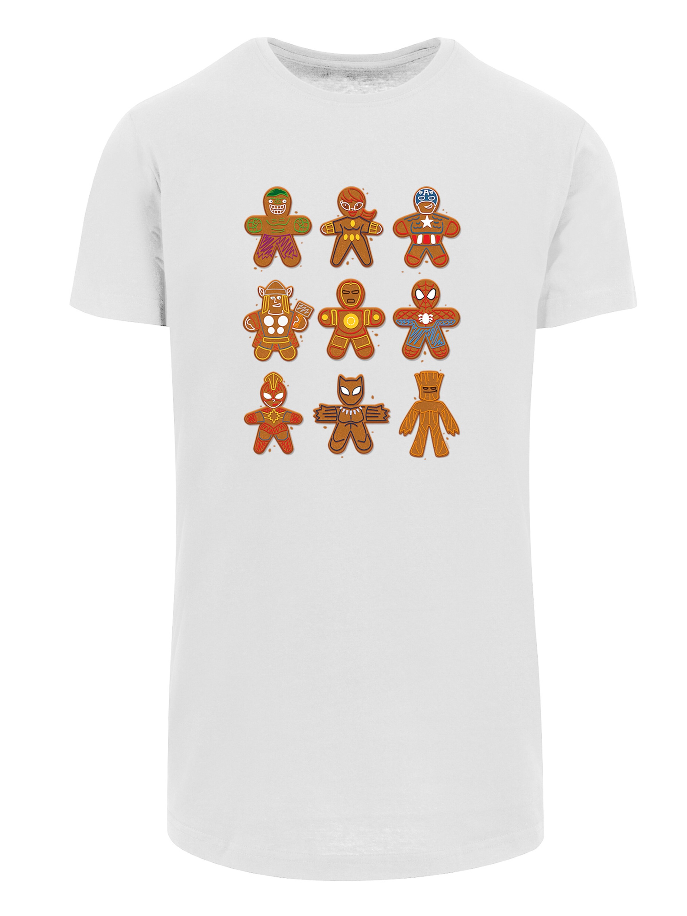T-Shirt 'Marvel Universe Christmas Gingerbread Avengers' F4NT4STIC en blanc : devant