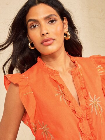 Chemisier love & roses en orange