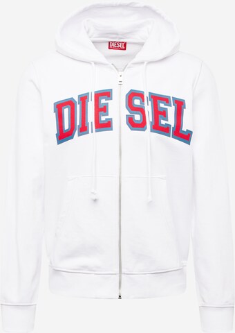 DIESEL Zip-Up Hoodie 'GINN' in White: front