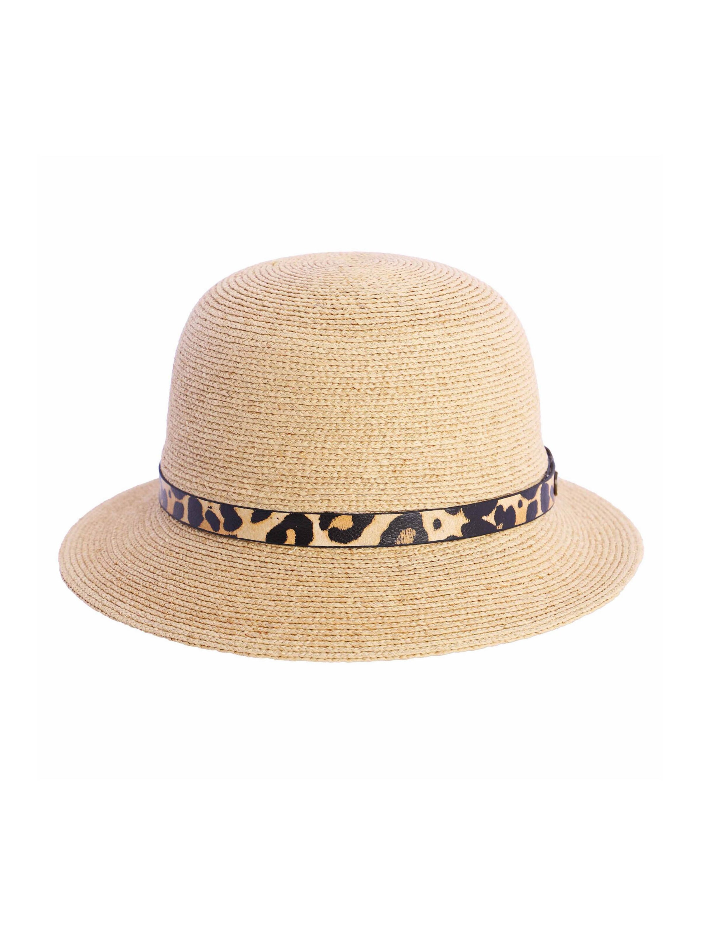 Amichi - Sombrero 'Sombrero para mujer Poise de rafia natural con detalle de piel sintética' en beige: frente