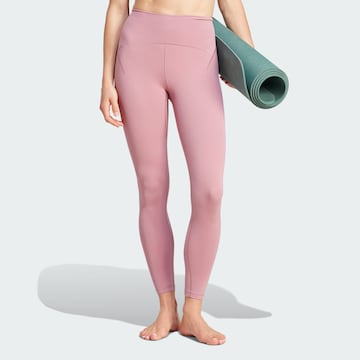 ADIDAS PERFORMANCE Skinny Workout Pants 'Studio Luxe' in Pink: front