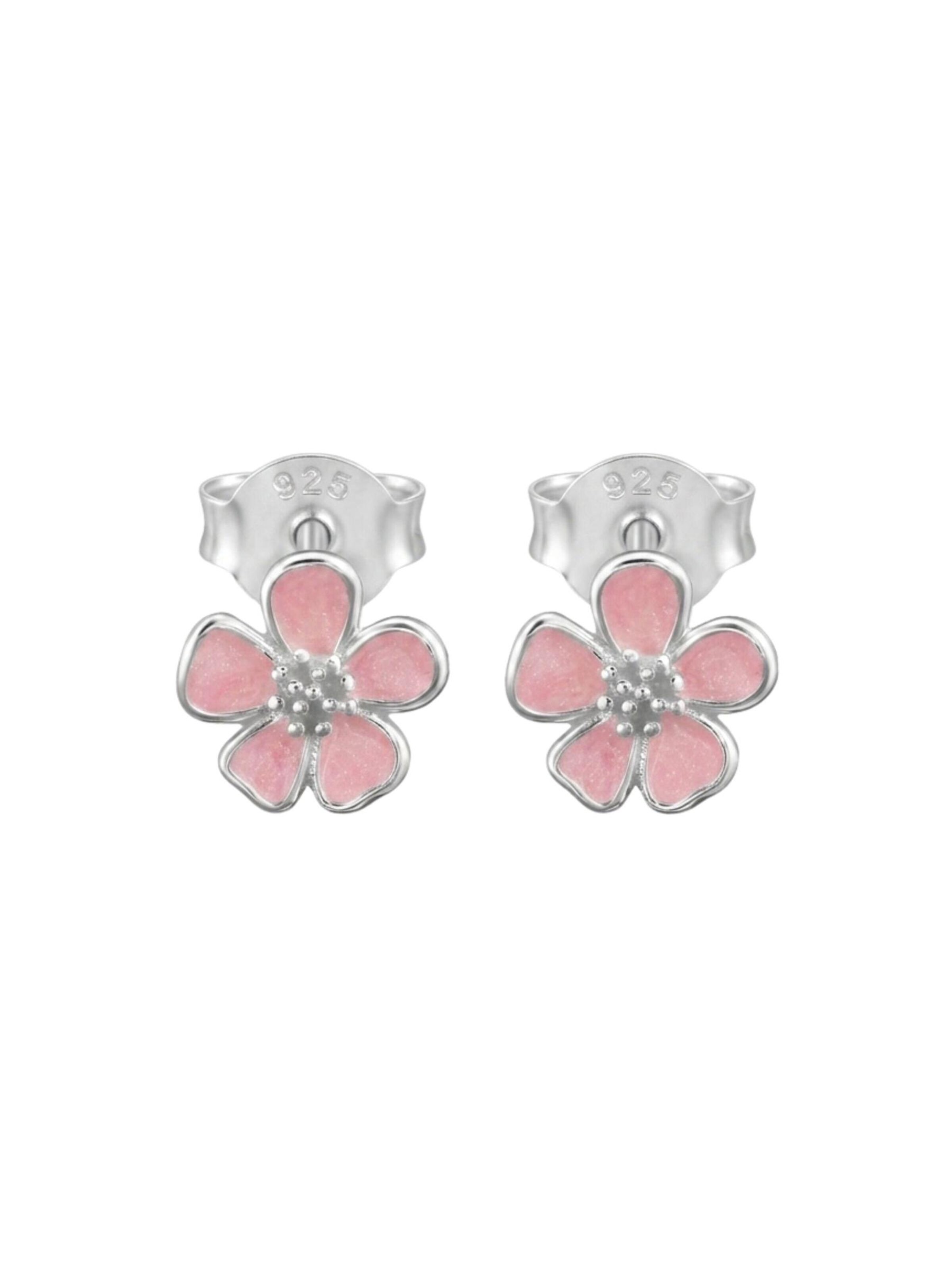 Maxte Earrings 'Star Flower Sterling Silver' in Pink: front