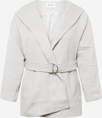 ABOUT YOU Curvy Between-Seasons Coat 'Thea' in Grey: front