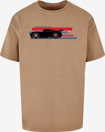 ABSOLUTE CULT T-Shirt 'Cars - Jackson Storm Stripes' in Braun: predná strana