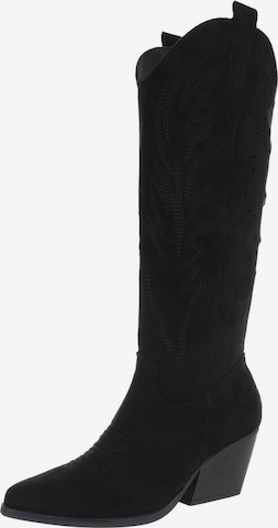 Ital-Design Cowboy Boots in Black: front