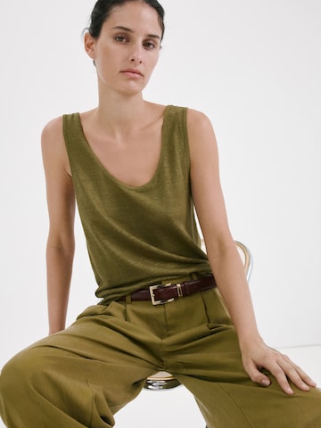 MANGO Top 'LIN' | zelena barva: sprednja stran