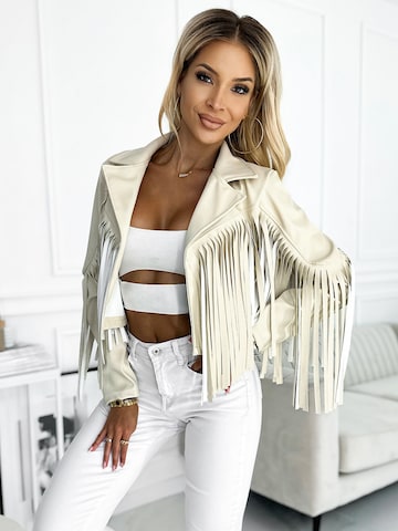 Numoco Between-Season Jacket 'Bikerjacke mit Fransen' in Beige
