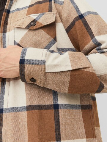 JACK & JONES Regular fit Button Up Shirt 'Eddie' in Brown