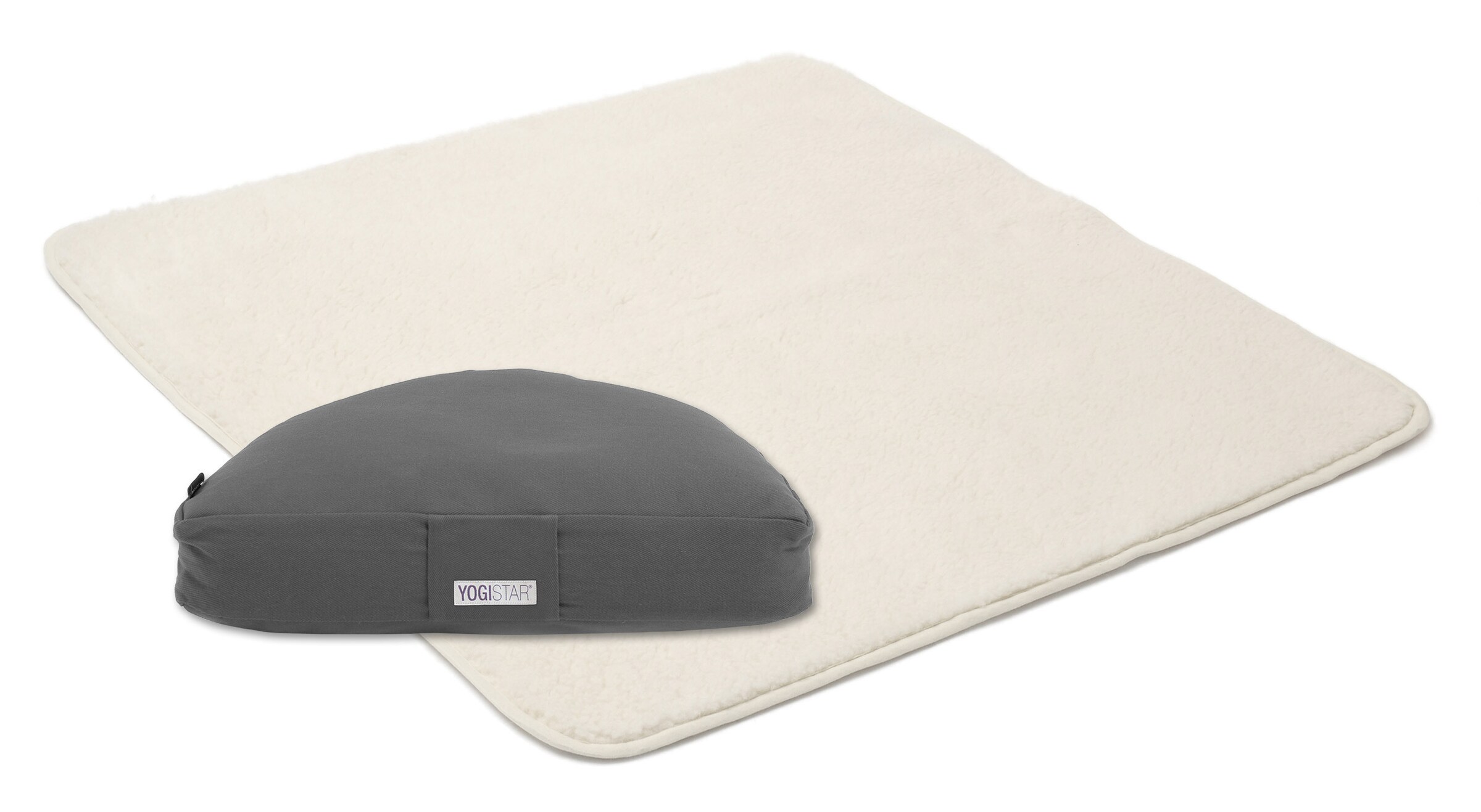 YOGISTAR.COM Yoga-Set Calm Edition - Meditation Natur 75 X 75 Cm in Grau: Vorderseite