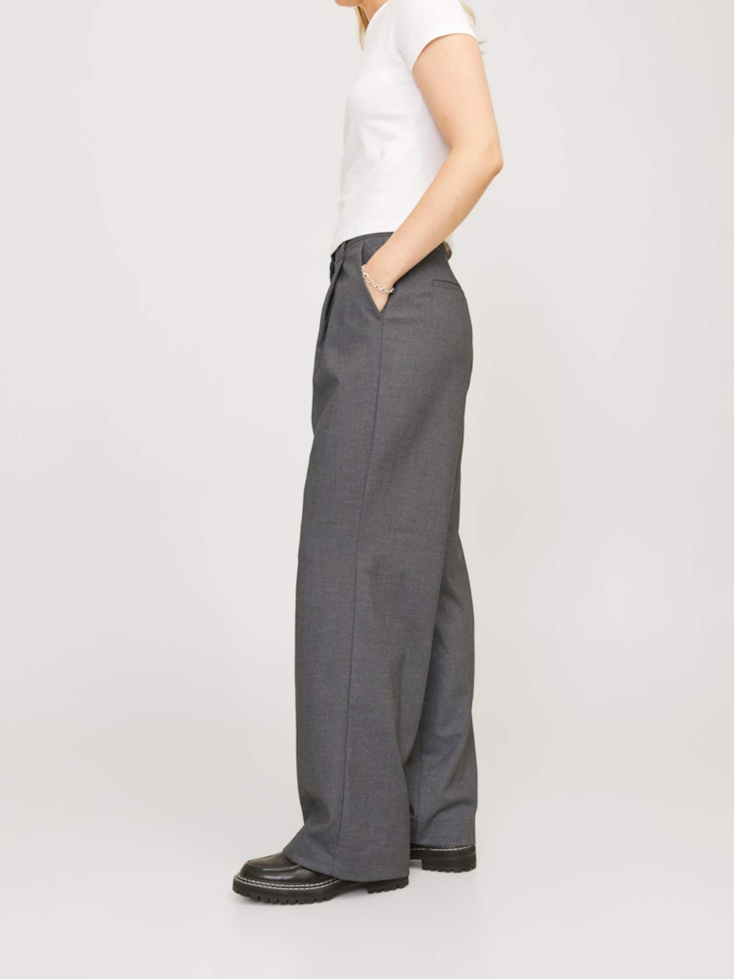 JJXX Wide leg Pleated Pants 'JXEllis' in Dark Grey | ABOUT YOU