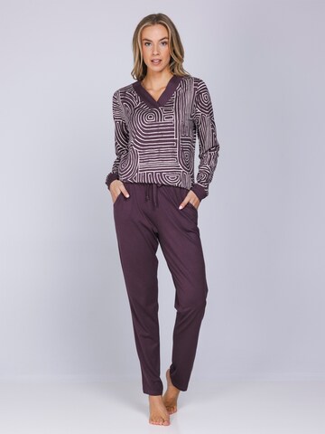 Pastunette Pyjama 'Premium - Lunar Lines'‌‌‌‌‌‌‌ in Lila
