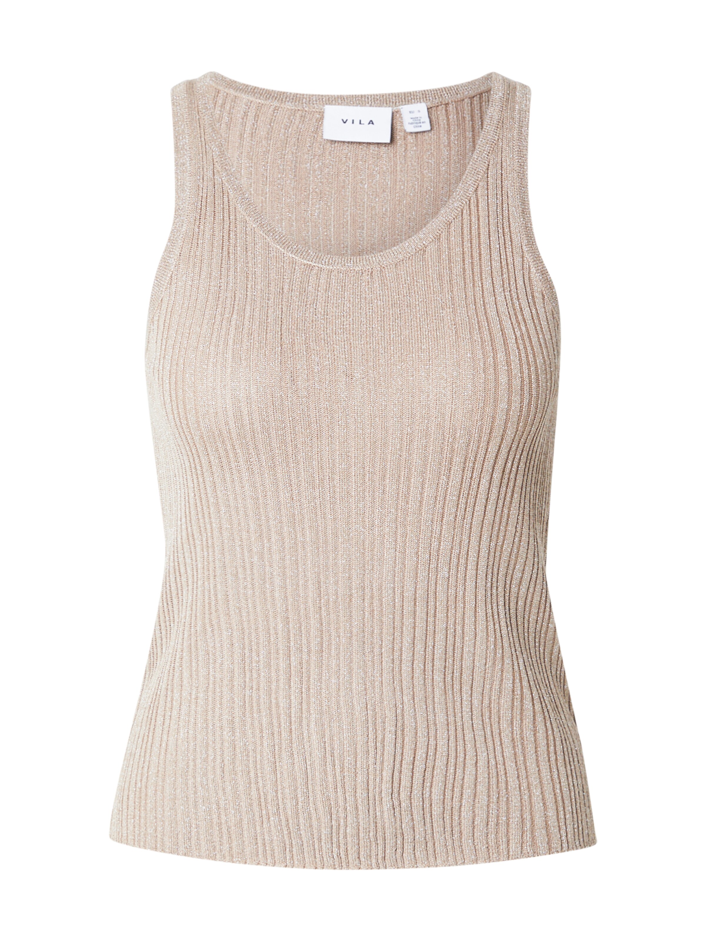 VILA Kootud topp 'VIFAME', värv pruun: eest vaates