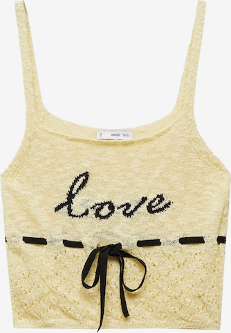 MANGO Knitted Top 'LOVE' in Yellow: front