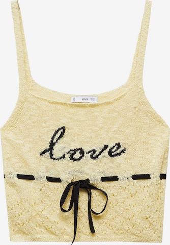 MANGO Neuletoppi 'LOVE' värissä keltainen: etupuoli