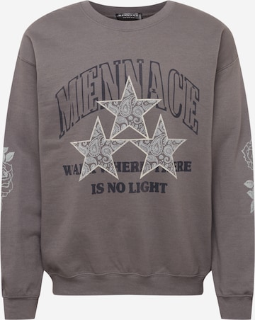 Mennace Sweatshirt 'NO LIGHT' in Grijs: voorkant