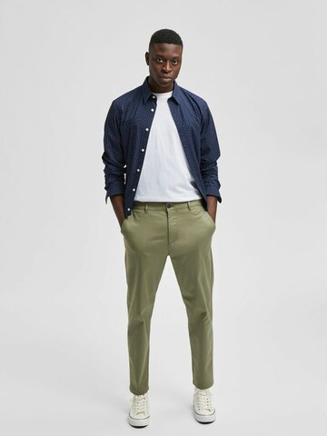 žalia SELECTED HOMME Prigludęs „Chino“ stiliaus kelnės 'Repton'