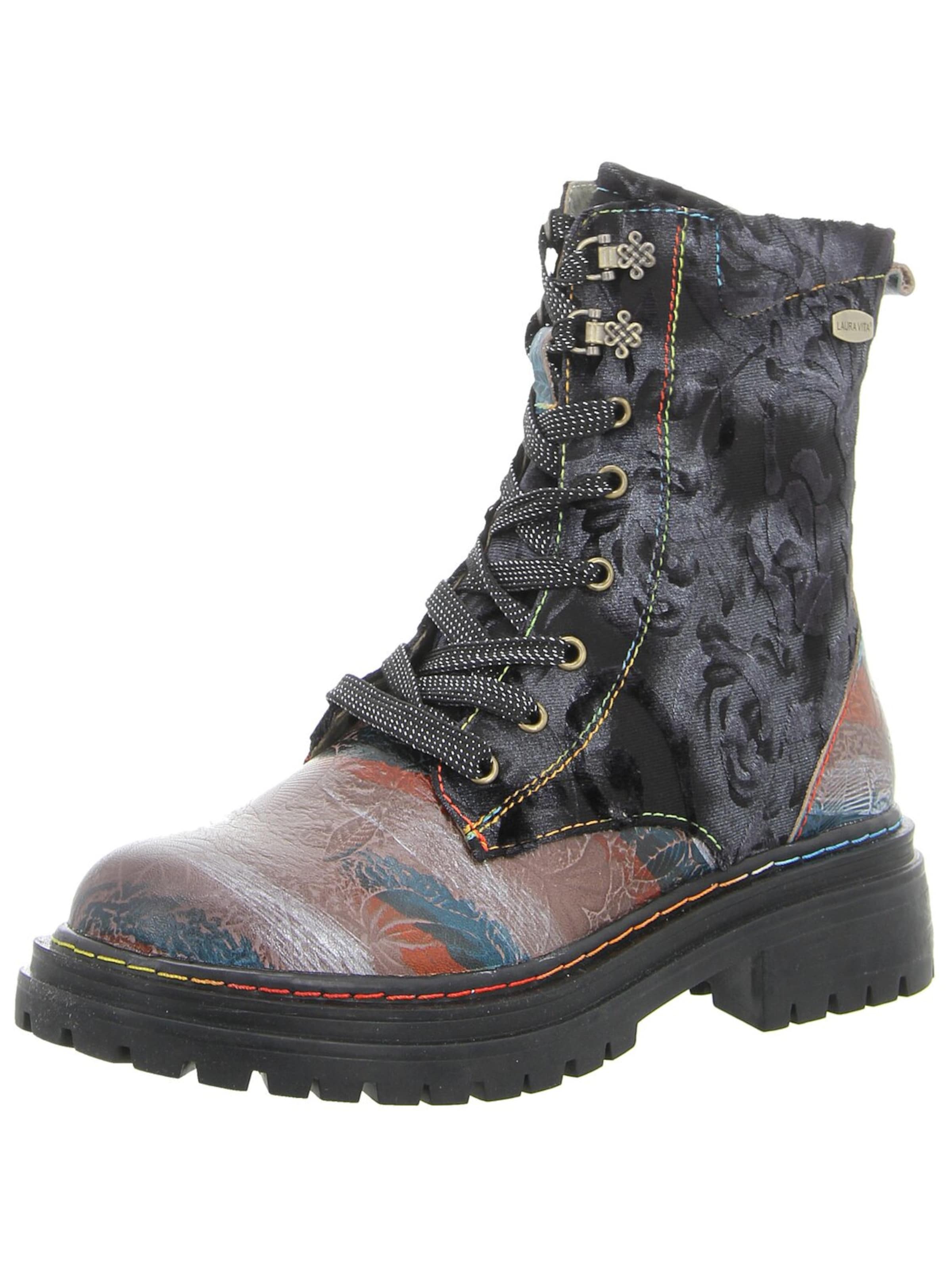 Laura Vita Lace-Up Boots 'Damen Stiefelette KANDYO 18 NOIR Echt Leder in schwarz' in Black: front