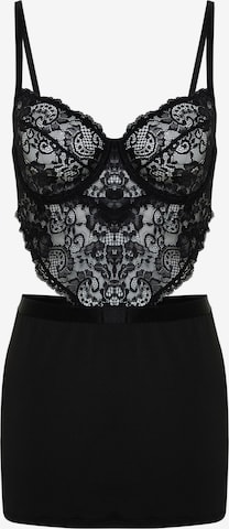 TrendyolNegliže - crna boja: prednji dio