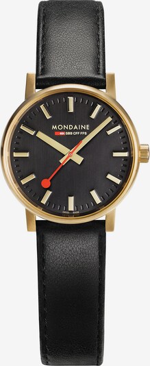 Mondaine Uhr in beige / gold / rot / schwarz, Produktansicht