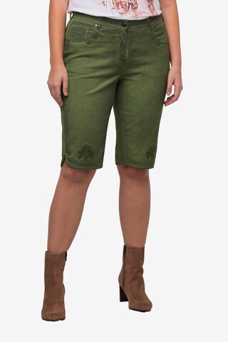 Ulla Popken Regular Traditional Pants in Green: front