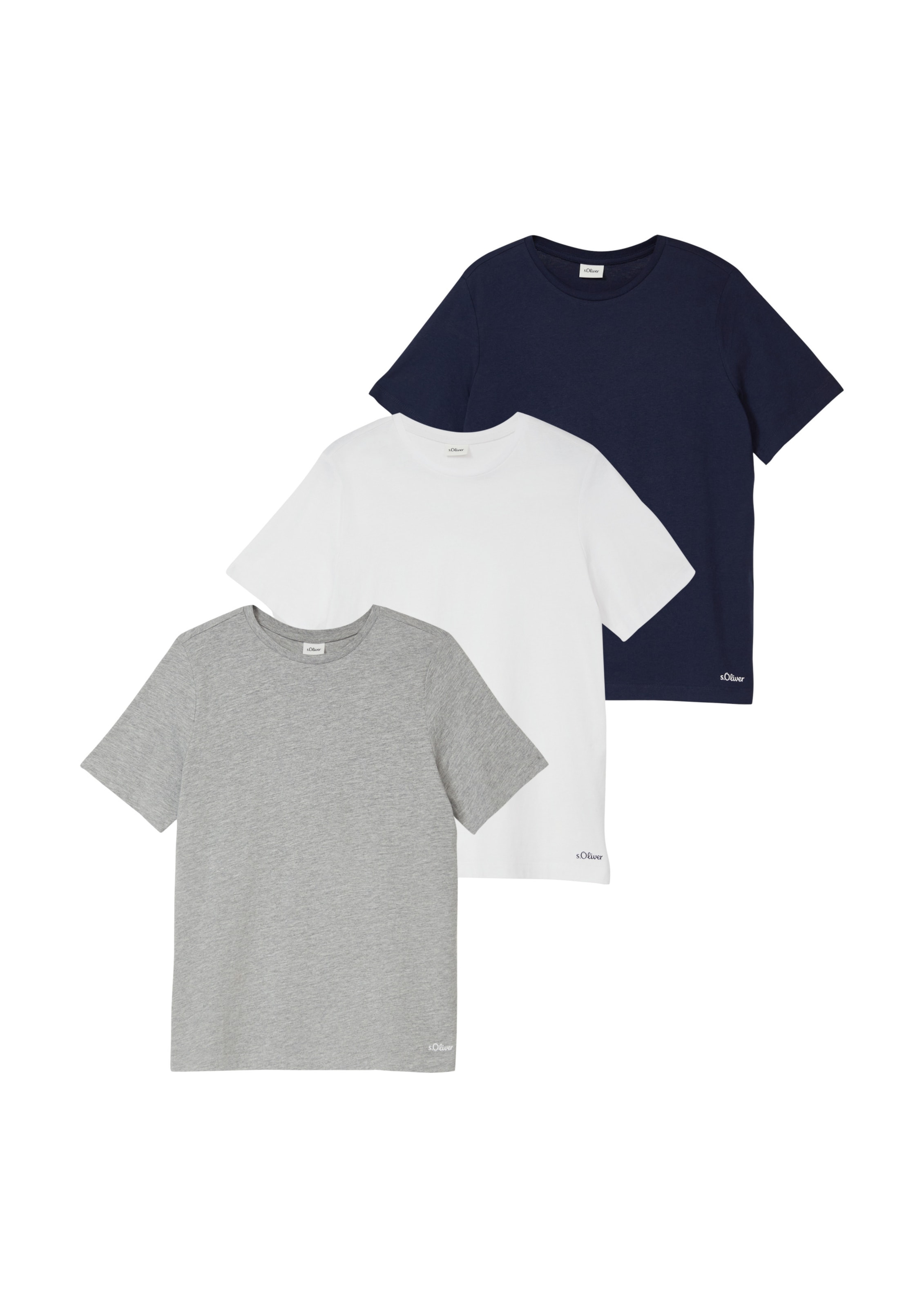 s.Oliver T-Shirt en 104 en bleu marine / gris clair / blanc, Vue avec produit