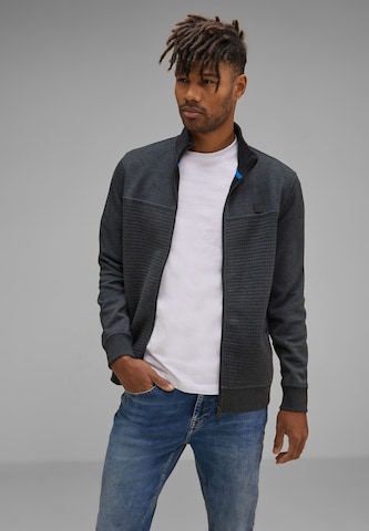 Street One MEN Zip-Up Hoodie in Grey: front