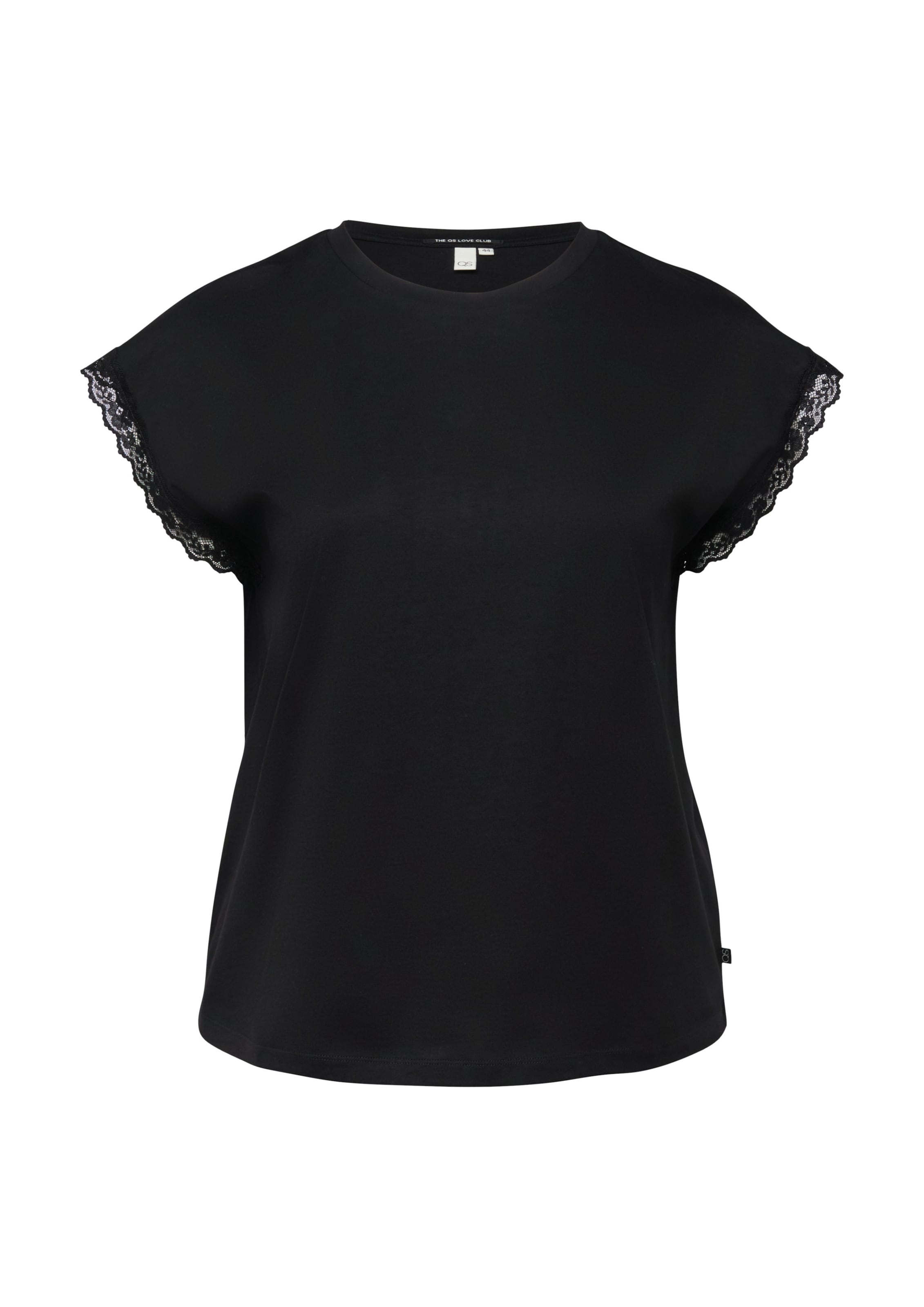 Sweat-shirt QS en noir : devant