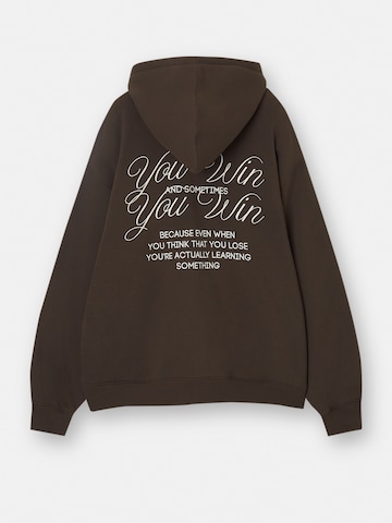 Pull&Bear Zip-Up Hoodie in Brown