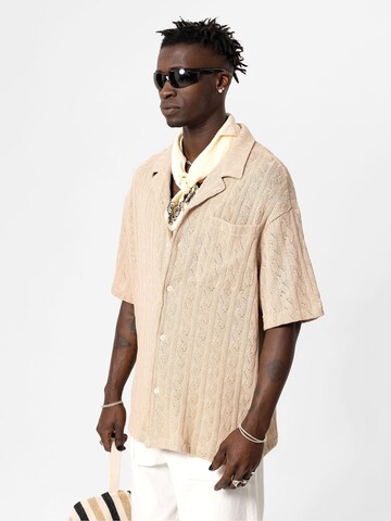 VAMOS CLO Comfort fit Button Up Shirt 'Marshall' in Beige