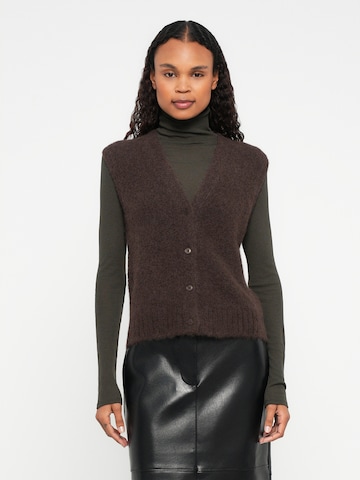 Samsøe Samsøe Pleten brezrokavnik 'Sajeanne' | rjava barva: sprednja stran