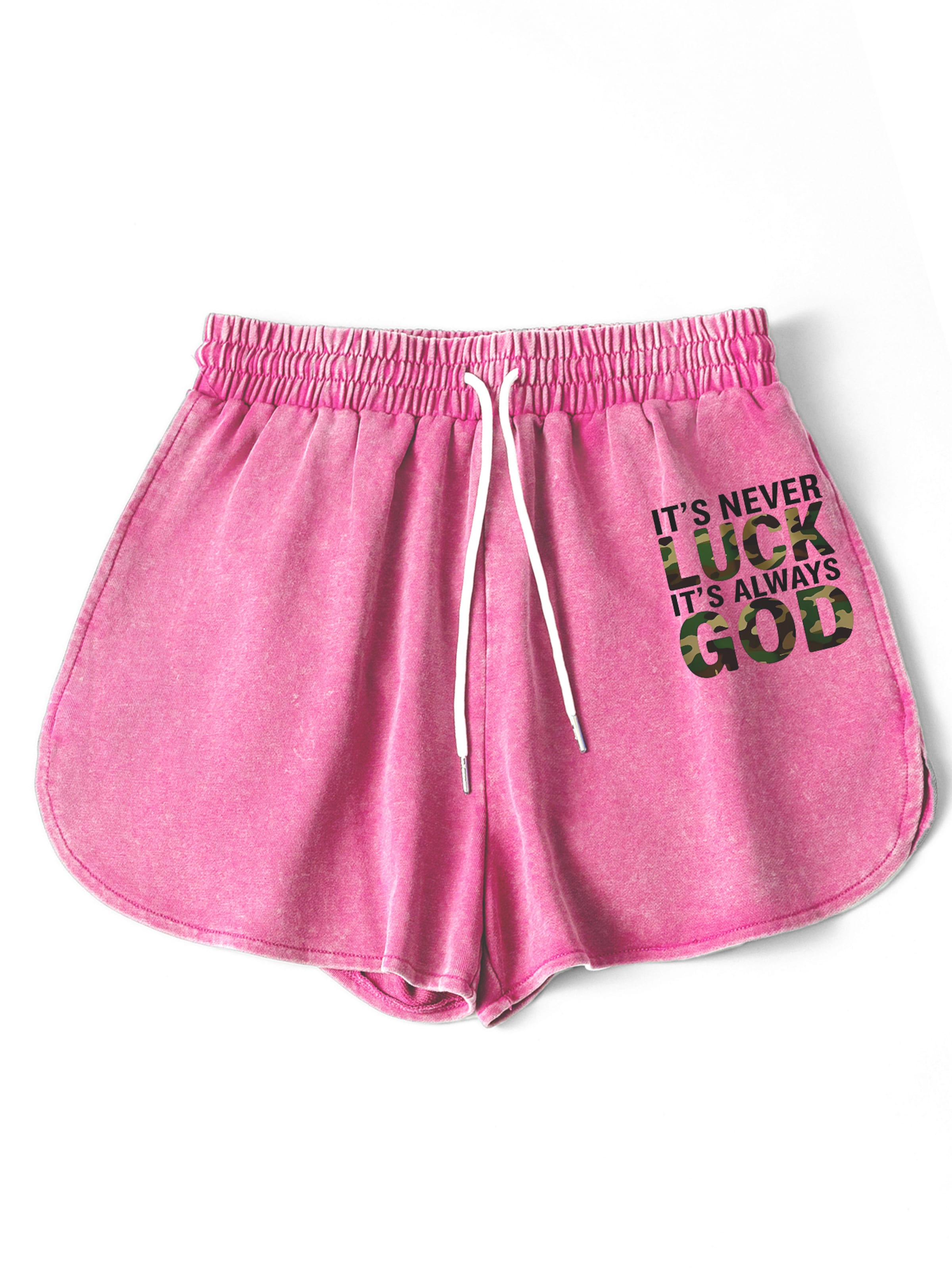 GORHEY Loosefit Broek 'Women Summer Casual Drawstring Comfy Dressy Lounge Beach Vacation Print Shorts' in Roze: voorkant
