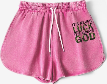 GORHEY Loosefit Broek 'Women Summer Casual Drawstring Comfy Dressy Lounge Beach Vacation Print Shorts' in Roze: voorkant