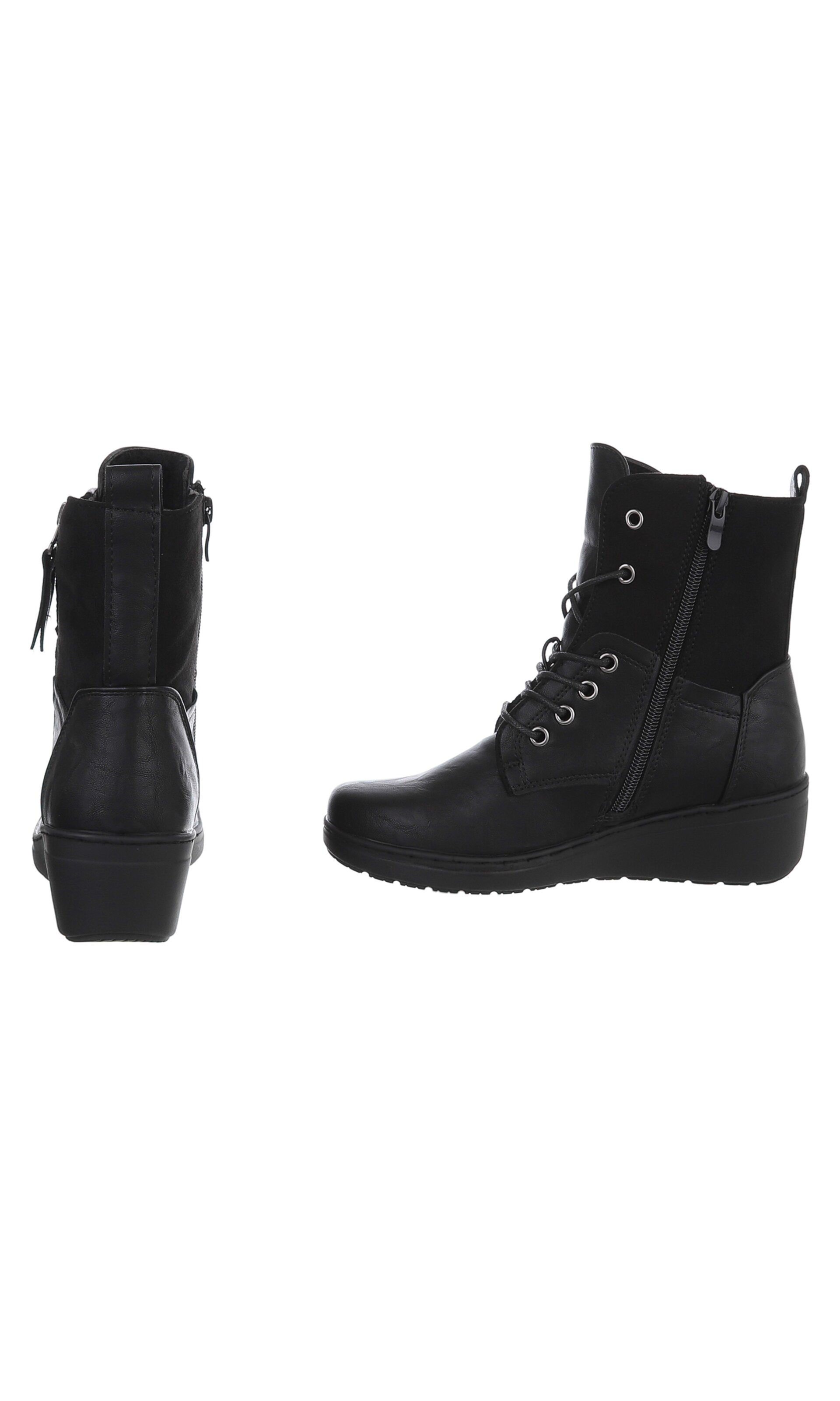 Ital-Design Lace-Up Ankle Boots in Black