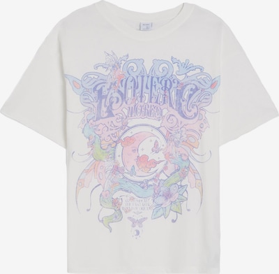 Bershka T-shirt en bleu ciel / lavande / rose / blanc naturel, Vue avec produit