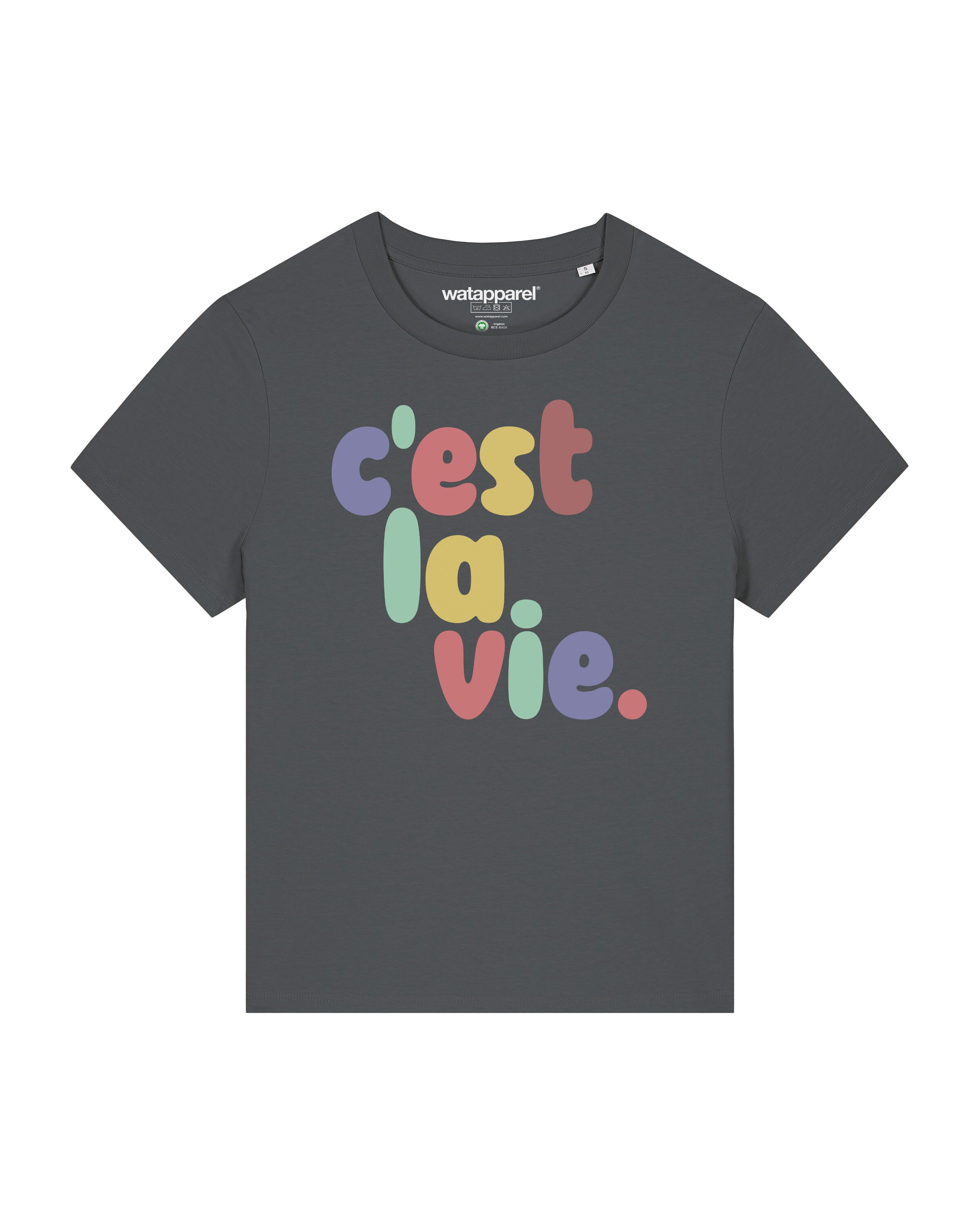 T-shirt ' c'est la vie ' Watapparel en gris : devant
