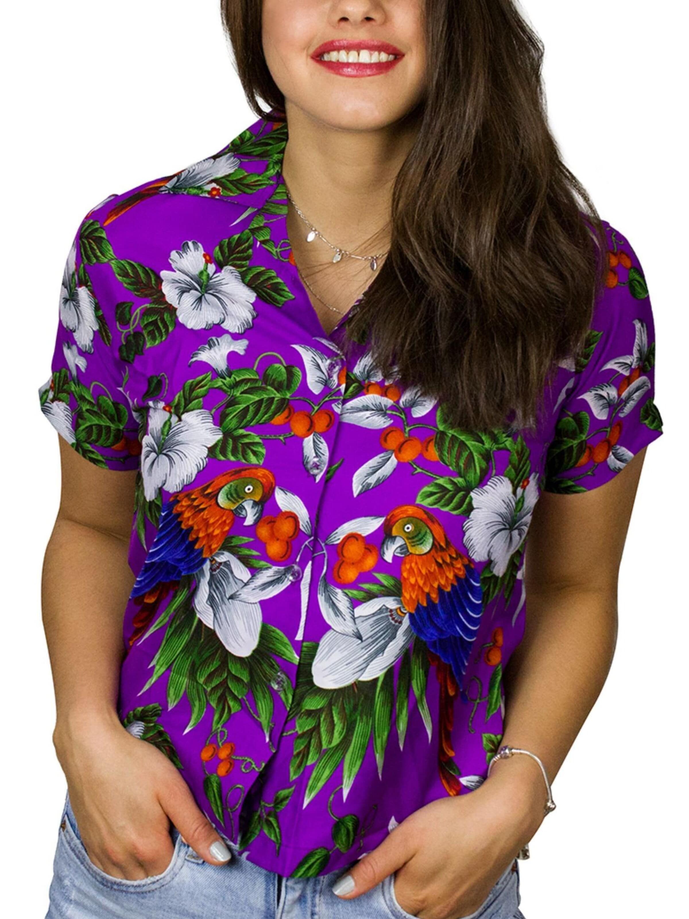 Camicia da donna 'Cherryparrot' di King Kameha in lilla