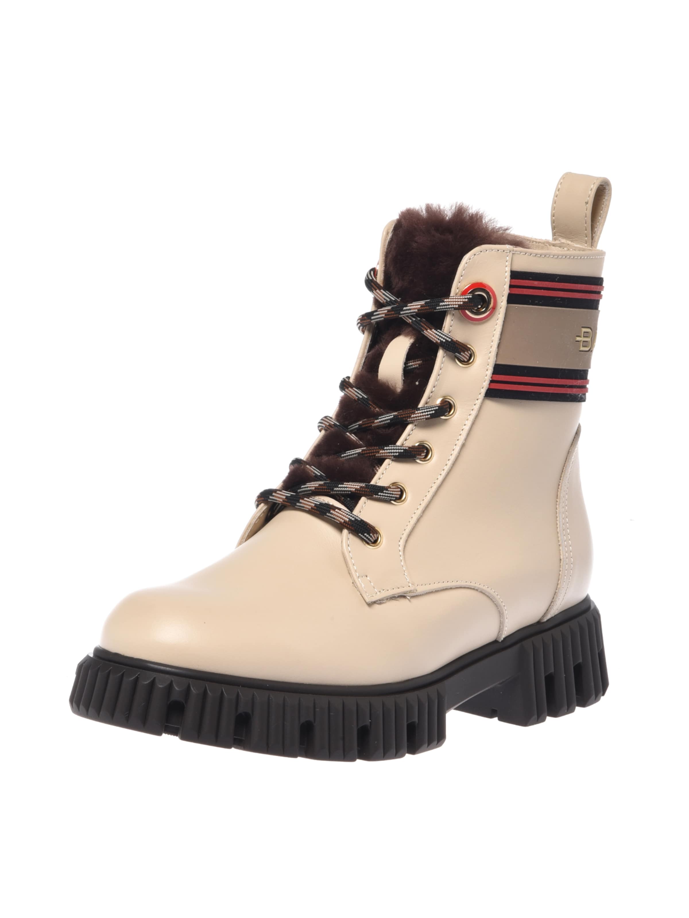 BALDININI Lace-Up Ankle Boots in Ivory / Greige / Pastel red / Black, Item view