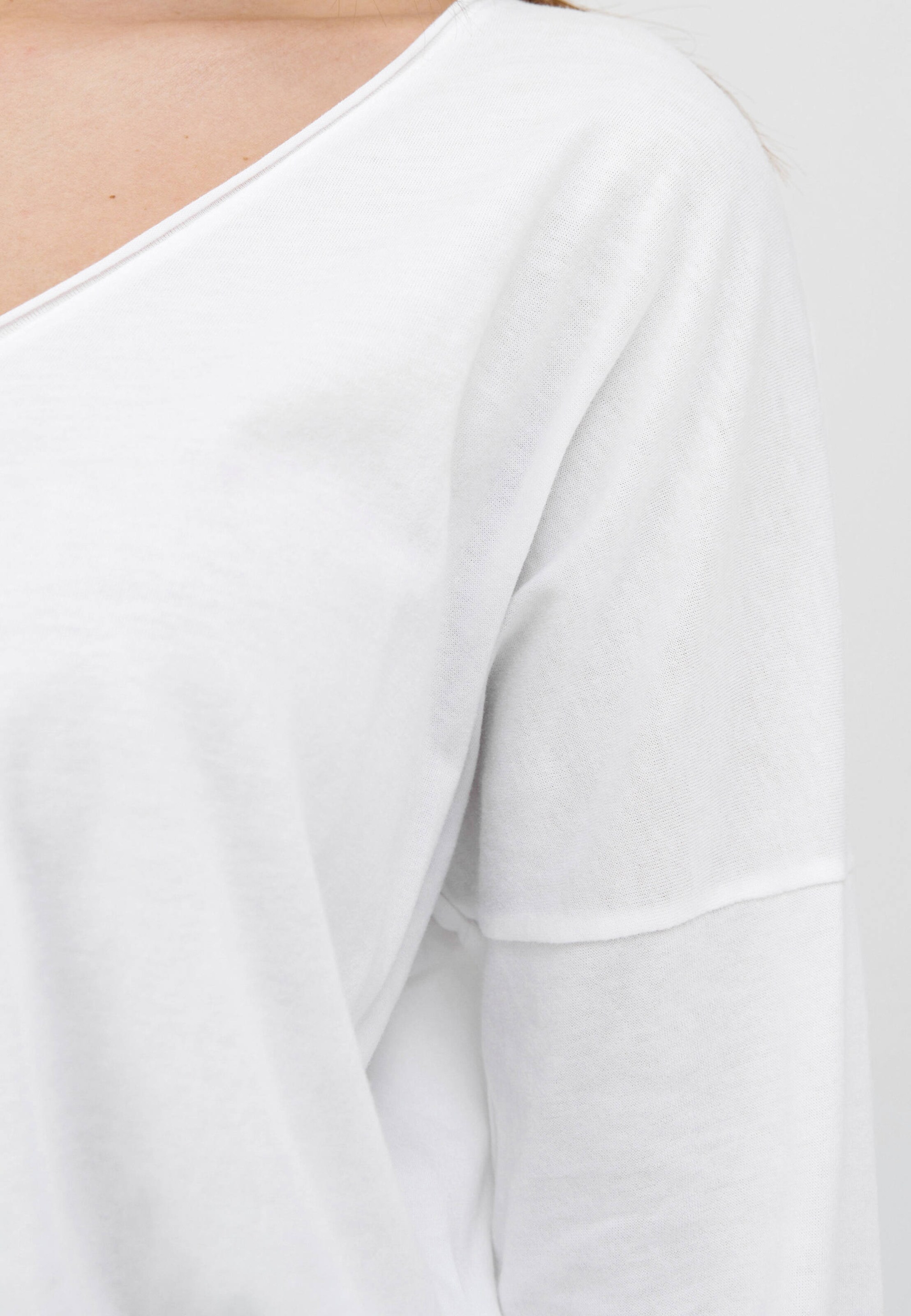 Frauen Sweat Cotton Candy Langarmshirt 'NOELLE' in Weiß - LN37381
