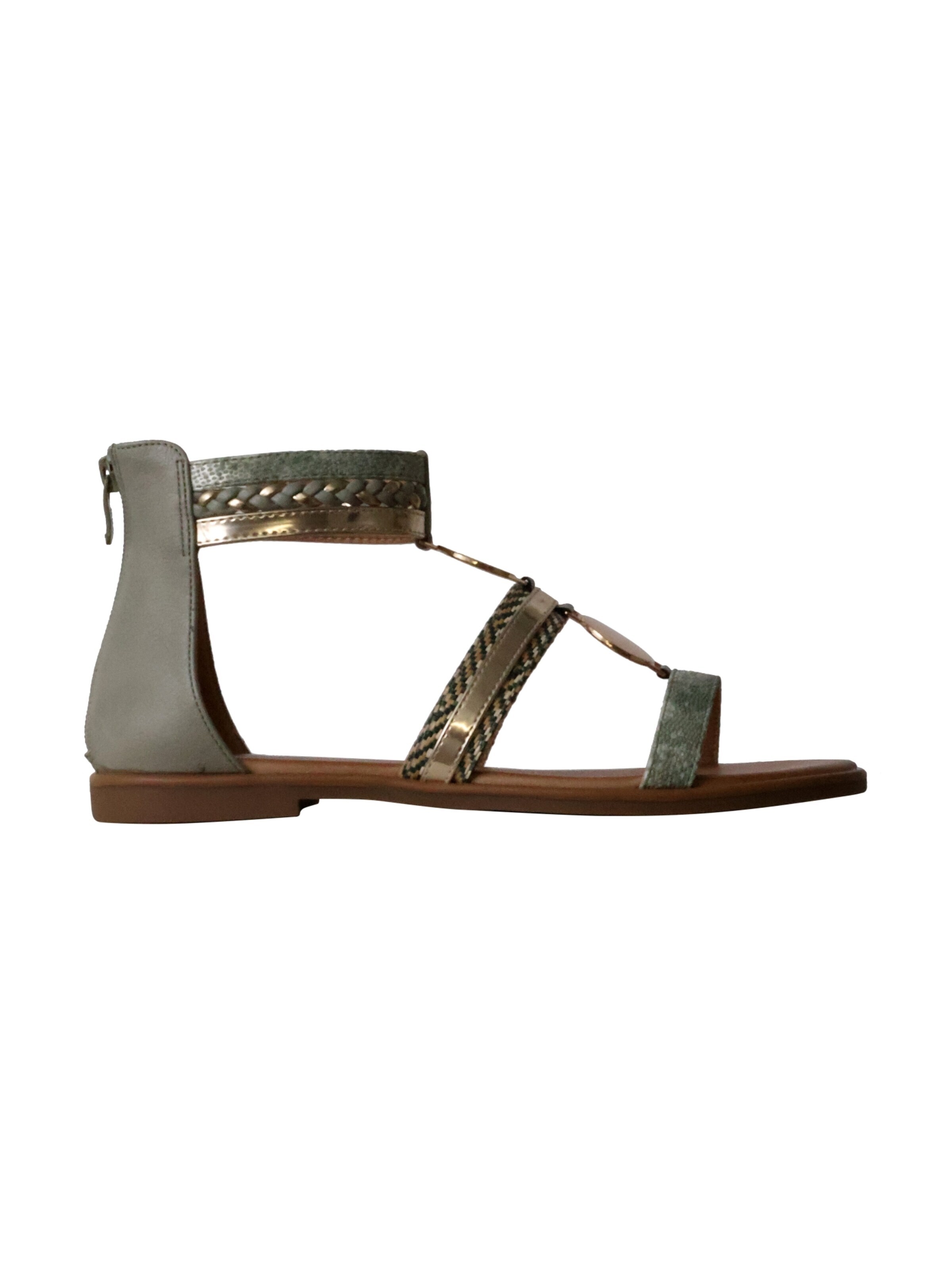 Sixth Sense Sandaal 'Flache Sandalen mit Reißverschluss' in Groen