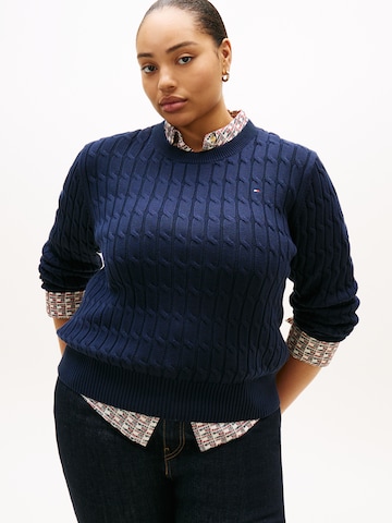 Pulover de la Tommy Hilfiger Curve pe albastru: față