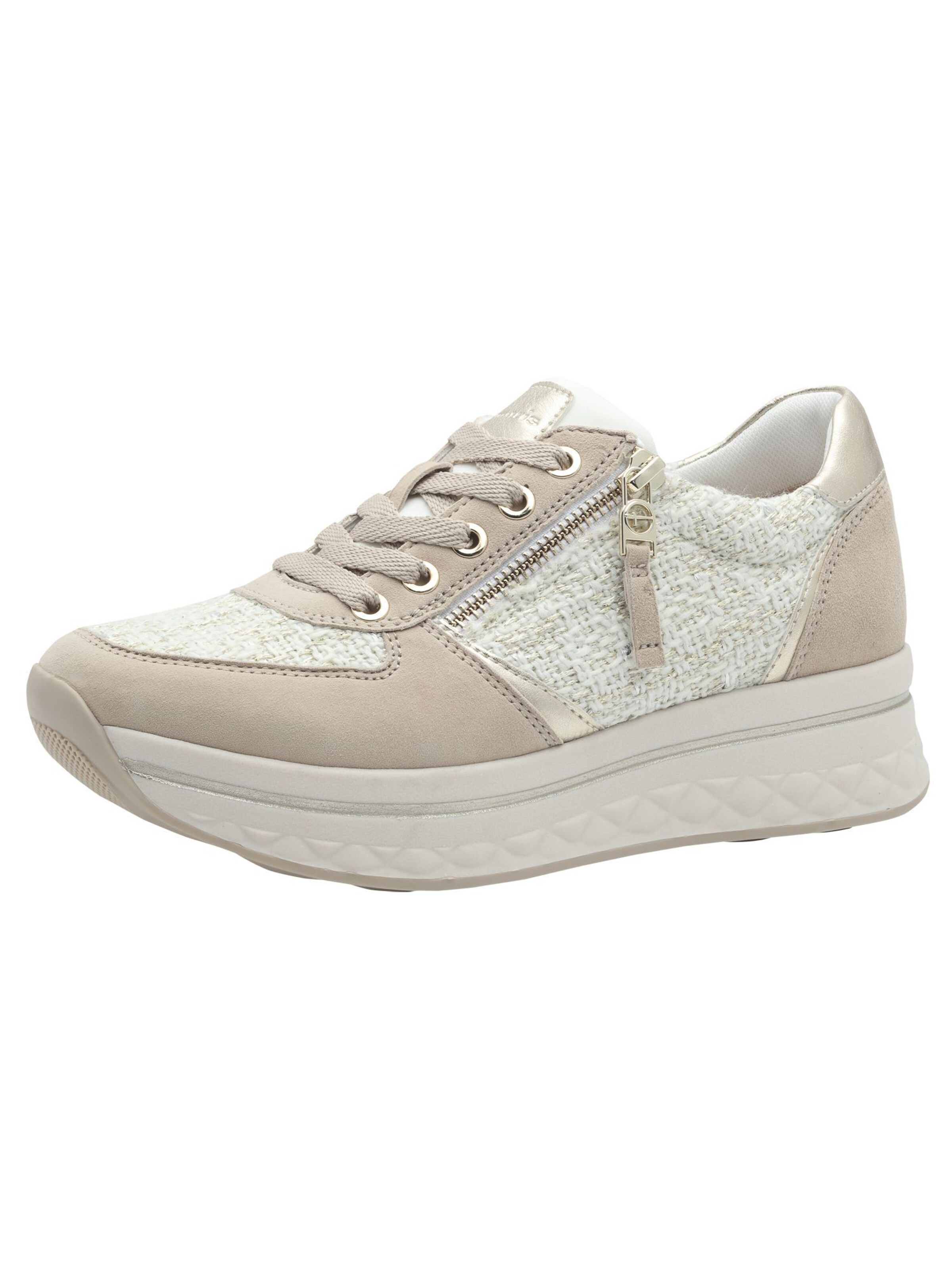 Baskets basses Tamaris en beige : devant