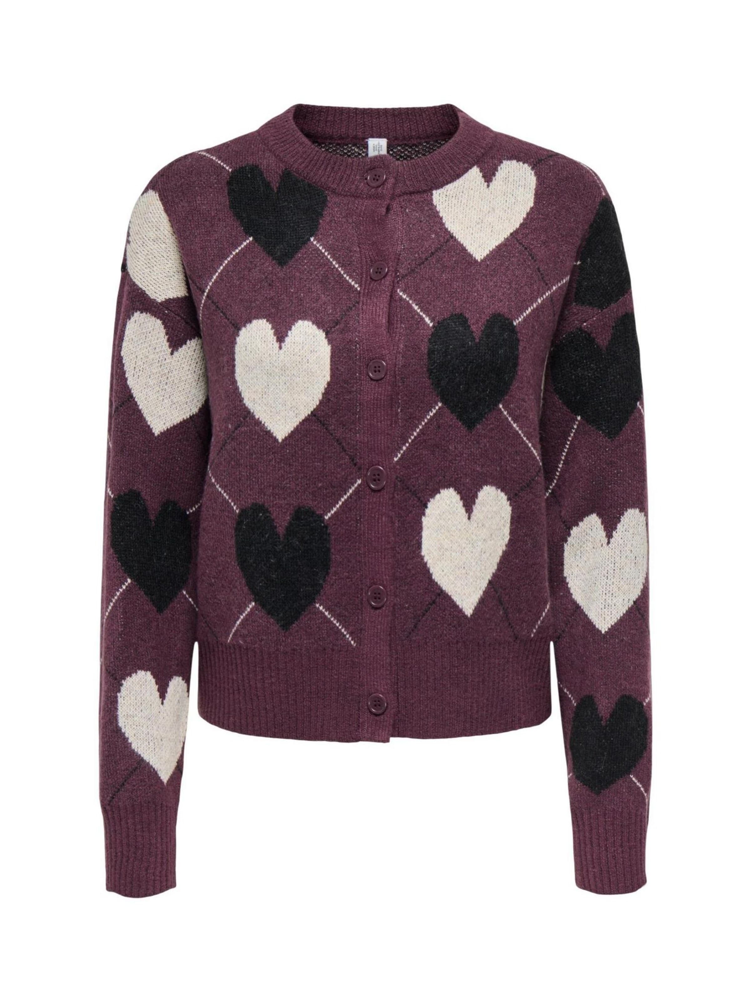 ONLY Gebreid vest 'Onlritu Ls O-Neck Jaq Cardigan Knt 15384843' in Rood: voorkant