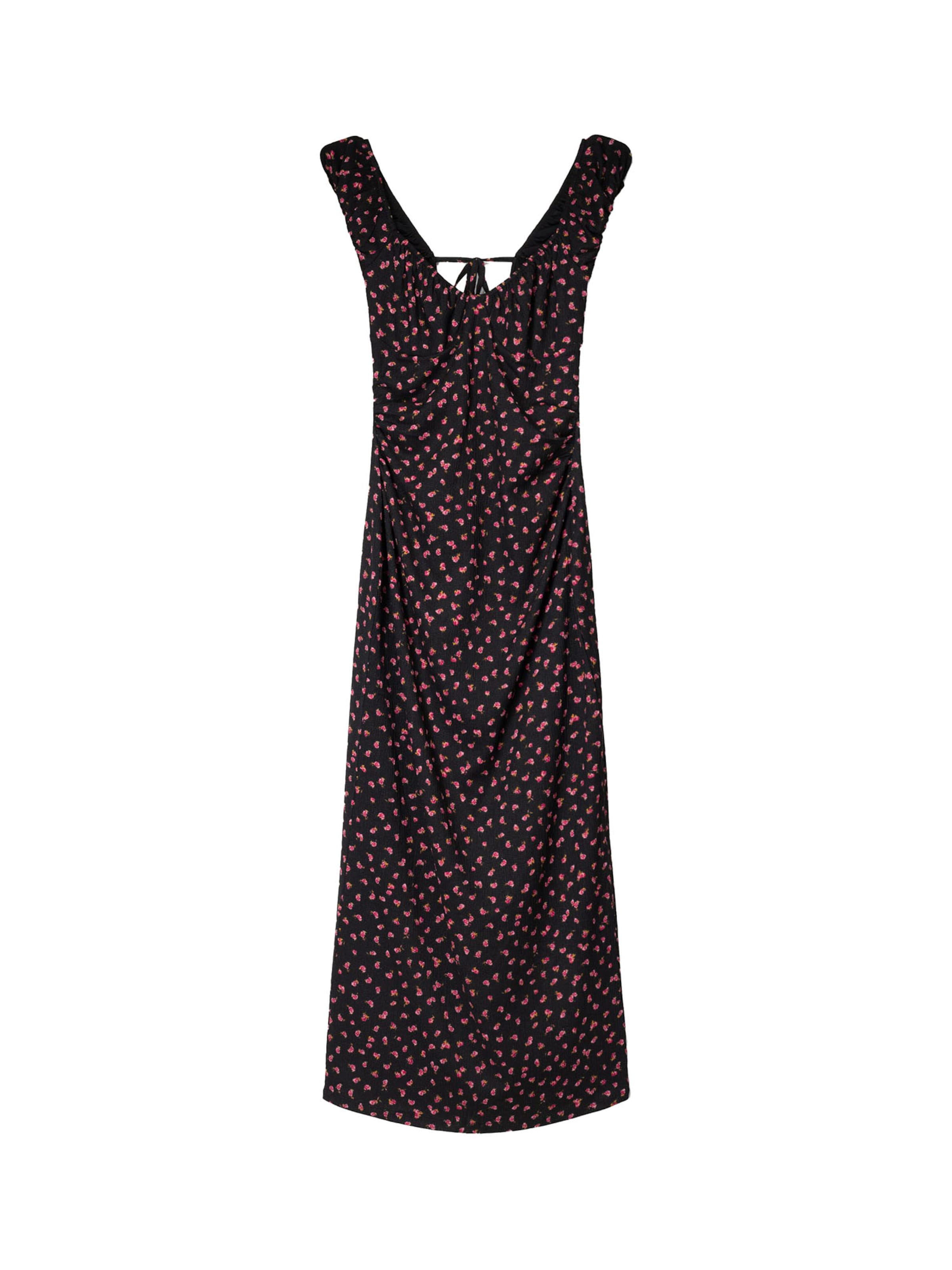 Bershka Лятна рокля в черно: отпред