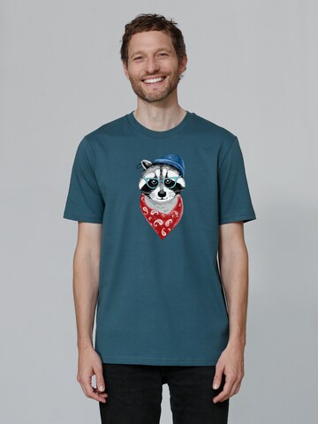 T-Shirt 'Waschbär' Watapparel en bleu : devant