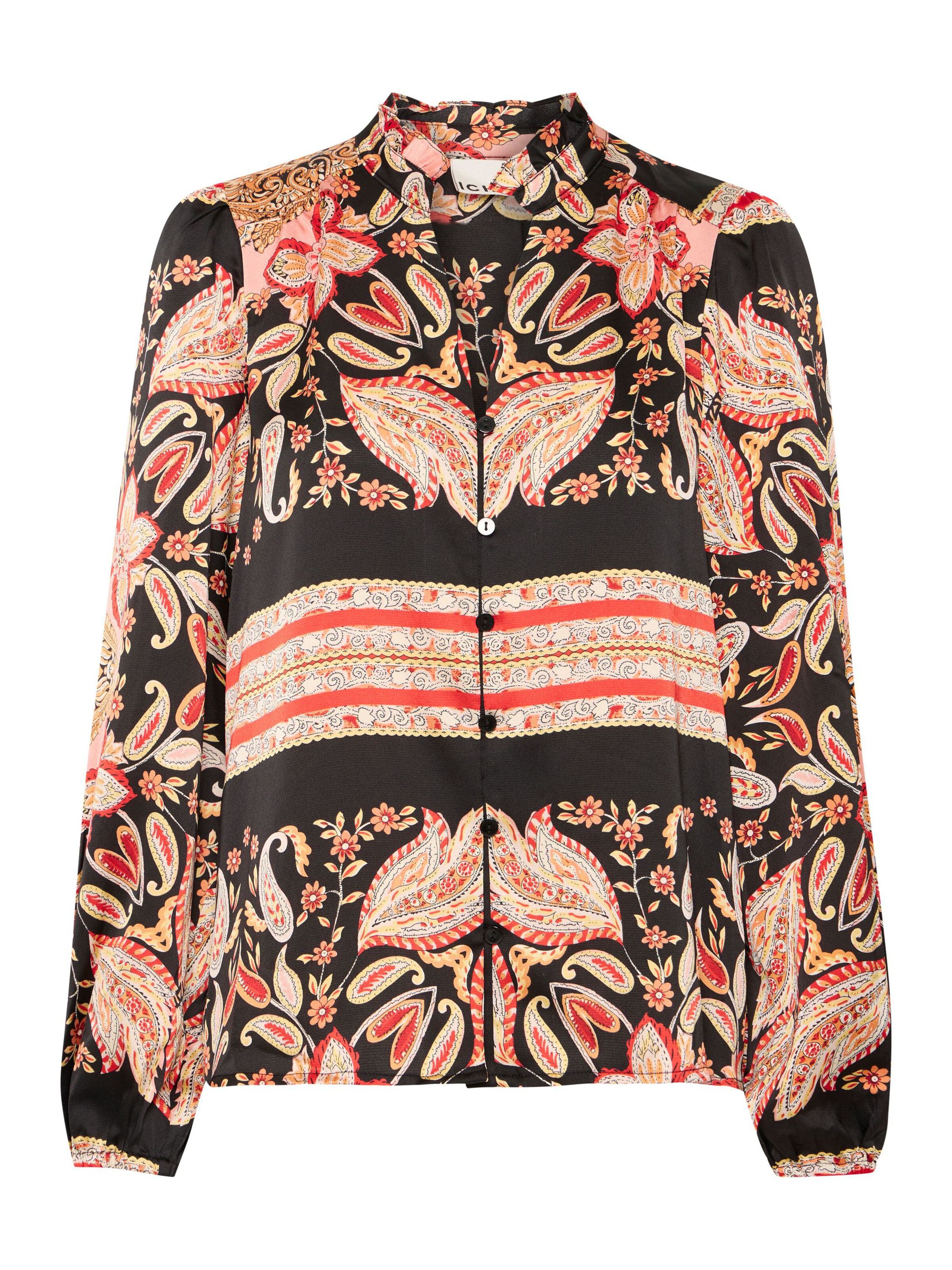 ICHI Blouse 'Brigitte' in Zwart: voorkant