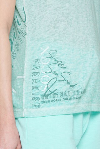 Soccx T-Shirt mit Leinen-Optik und Rücken-Print in Blau
