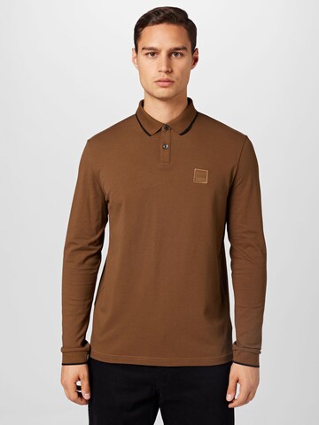 BOSS Orange Shirt 'Passertiplong' in Brown: front